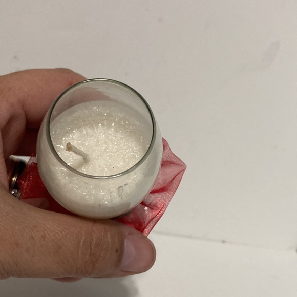 EIFFEL TOWER Wine Glass Candle Holder with Candle and Red Ribbon 4.5 inches - Picture 10 of 14